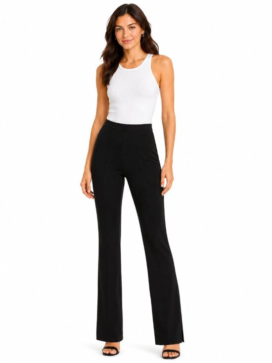 Good American Pants - GOOD AMERICAN Good Waist Scuba Ankle Zippers Pant Slacks Black Size 1 (Small)